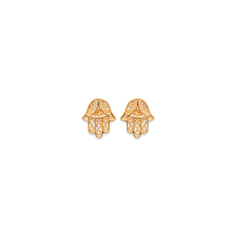 Boucles d'oreilles main protectrice MM plaqué or– Haute fantaisie · Design Français depuis 1954 