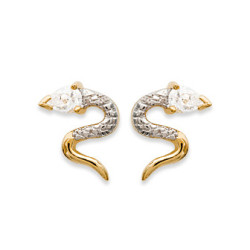 Boucles d'oreilles serpent blanc plaqué or– Haute fantaisie · Design Français depuis 1954 