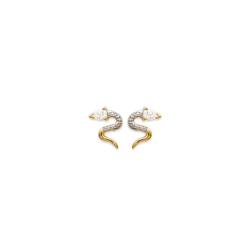 Boucles d'oreilles serpent blanc plaqué or– Haute fantaisie · Design Français depuis 1954 