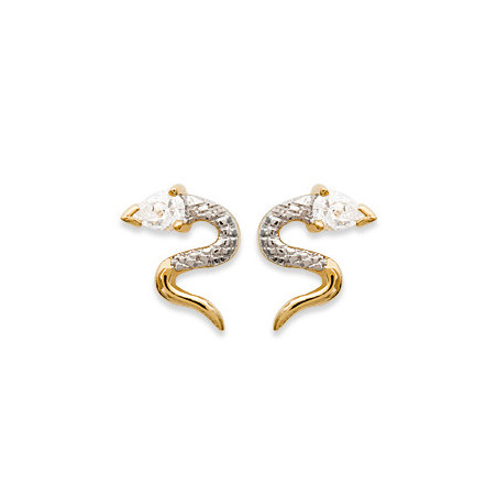 Boucles d'oreilles serpent blanc plaqué or– Haute fantaisie · Design Français depuis 1954 