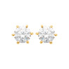 Boucles d'oreilles zirconium rond 6 mm - 6 griffes - plaqué or - Haute fantaisie - Design Français depuis 1954 