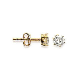 Boucles d'oreilles zirconium rond 5 mm- 6 griffes - plaqué or - Haute fantaisie - Design Français depuis 1954 