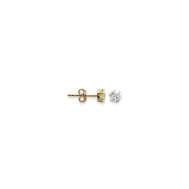 Boucles d'oreilles zirconium rond 5 mm- 6 griffes - plaqué or - Haute fantaisie - Design Français depuis 1954 