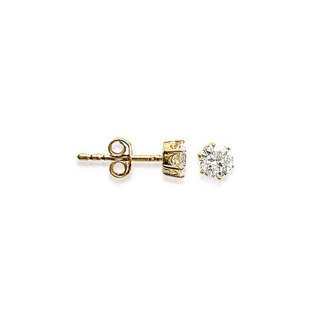 Boucles d'oreilles zirconium rond 5 mm- 6 griffes - plaqué or - Haute fantaisie - Design Français depuis 1954 