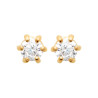 Boucles d'oreilles zirconium rond 3 mm - 6 griffes - plaqué or - Haute fantaisie - Design Français depuis 1954 