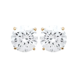 Boucles d'oreilles zirconium rond 6 mm - 4 griffes - plaqué or - Haute fantaisie - Design Français depuis 1954 
