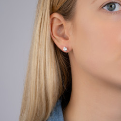 Boucles d'oreilles zirconium rond 6 mm - 4 griffes - plaqué or - Haute fantaisie - Design Français depuis 1954 