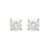 Boucles d'oreilles zirconium rond 4 mm - 4 griffes - plaqué or - Haute fantaisie - Design Français depuis 1954 