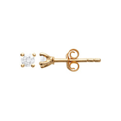 Boucles d'oreilles zirconium rond 3 mm - 4 griffes - plaqué or - Haute fantaisie - Design Français depuis 1954 