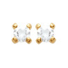 Boucles d'oreilles zirconium rond 2 mm - 4 griffes - plaqué or - Haute fantaisie - Design Français depuis 1954 