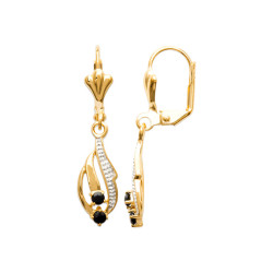 Boucles d'oreilles saphir dormeuses Aglaé plaqué or - La Petite Française