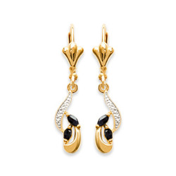 Boucles d'oreilles saphir dormeuses Céleste plaqué or - La Petite Française