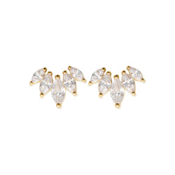 Boucles d'oreilles Véronique plaqué or et zirconiums blancs  - Bijouterie La Petite Française
