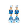 Boucles d'oreilles pendantes Stéphanie plaqué or et zirconiums bleus   - Bijouterie La Petite Française