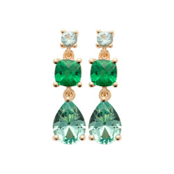 Boucles d'oreilles pendantes Stéphanie plaqué or et zirconiums verts   - Bijouterie La Petite Française
