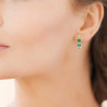 Boucles d'oreilles pendantes Stéphanie zirconiums verts - plaqué or - Haute fantaisie - Design Français depuis 1954 