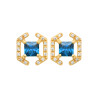 Boucles d'oreilles Justine carré plaqué or et zirconium bleu  - Bijouterie La Petite Française