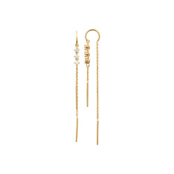 Boucles d'oreilles pendantes 3 zirconiums - plaqué or - Haute fantaisie - Design Français depuis 1954 