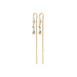 Boucles d'oreilles pendantes losanges et ovale - plaqué or - Haute fantaisie - Design Français depuis 1954 