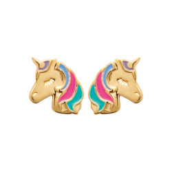 Boucles d'oreilles tête de Licorne plaqué or  - Bijouterie La Petite Française