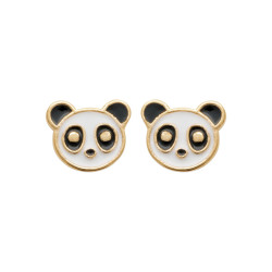 Boucles d'oreilles tête de Panda plaqué or  - Bijouterie La Petite Française