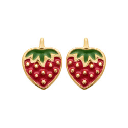 Boucles d'oreilles fraise plaqué or  - Bijouterie La Petite Française