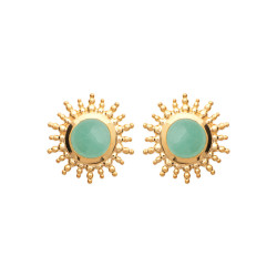 Boucles d'oreilles soleil aventurine plaqué or  - Bijouterie La Petite Française