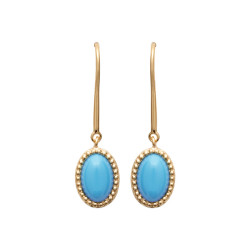 Boucles d'oreilles pendantes Sophie plaqué or et pierre turquoise - La Petite Française
