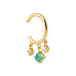 Bague d'oreille Lilibet plaqué or et pampilles zirconium blanc et vert  - Bijouterie La Petite Française