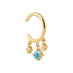 Bague d'oreille Lilibet plaqué or et pampilles zirconium blanc et bleu  - Bijouterie La Petite Française
