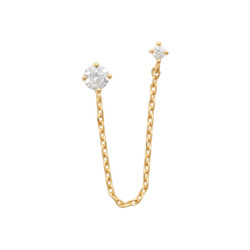 Boucle d'oreille Lilibet chaine plaqué or et zirconiums blancs  - Bijouterie La Petite Française