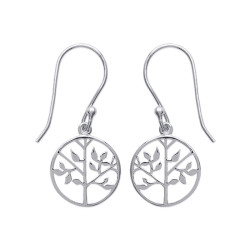 Boucles d'oreilles pendantes arbre de vie - Argent - Haute fantaisie - Design Français depuis 1954 