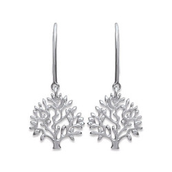 Boucles d'oreilles pendantes arbre de vie - Argent - Haute fantaisie - Design Français depuis 1954 