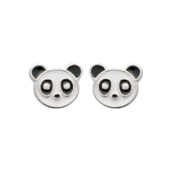 Boucles d'oreilles puces tête de Panda - Argent - Haute fantaisie - Design Français depuis 1954 