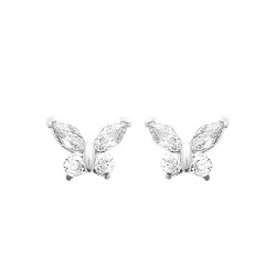 Boucles d'oreilles papillon zirconium blanc - Argent - Haute fantaisie - Design Français depuis 1954 
