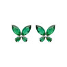 Boucles d'oreilles papillon vert zirconium argent 