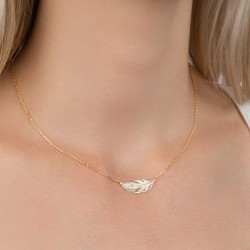 Collier plume - Plaqué Or - Haute fantaisie - Design Français depuis 1954 