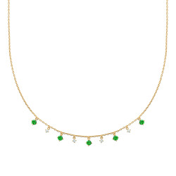 Collier Lilibet zirconiums blancs et verts - Plaqué Or - Haute fantaisie - Design Français depuis 1954 