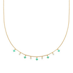 Collier Lilibet zirconiums blancs et bleus - Plaqué Or - Haute fantaisie - Design Français depuis 1954 