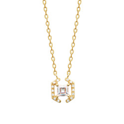 Collier Justine carré zirconium blancs - Plaqué Or - Haute fantaisie - Design Français depuis 1954 