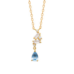 Collier Annie zirconiums bleus - Plaqué Or - Haute fantaisie - Design Français depuis 1954 