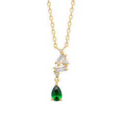 Collier Annie zirconiums verts - Plaqué Or - Haute fantaisie - Design Français depuis 1954 