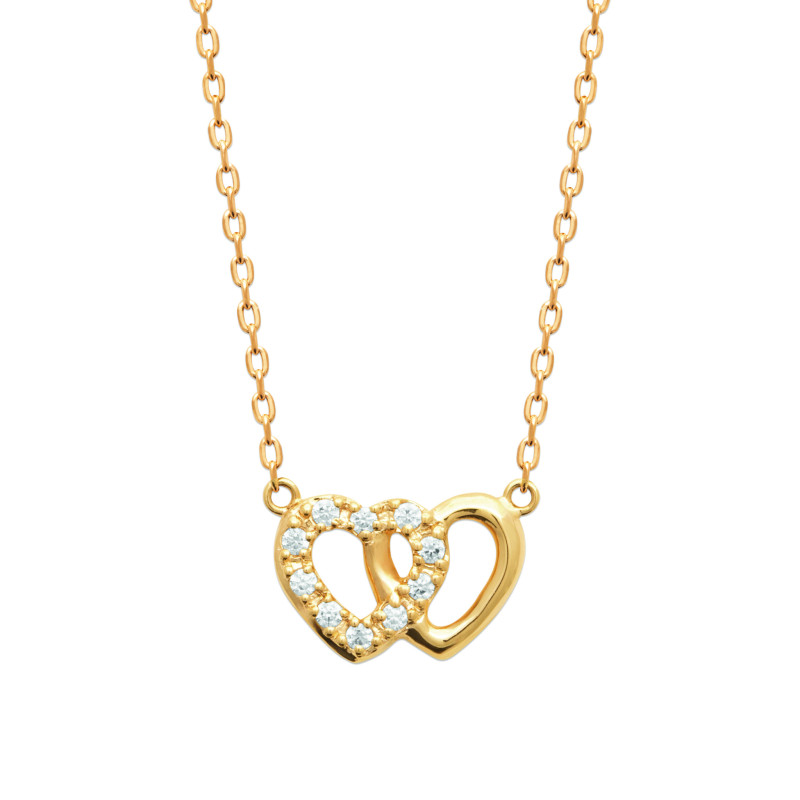 Collier 2 coeurs - Plaqué Or - Haute fantaisie - Design Français depuis 1954 
