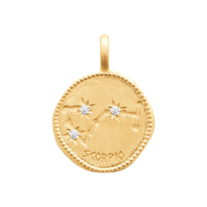 Pendentif constellation scorpion zirconiums - Plaqué Or - Haute fantaisie - Design Français depuis 1954 