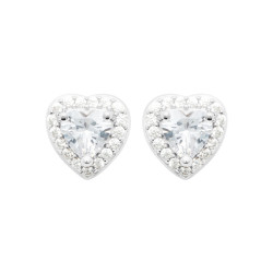 Boucles d'oreilles coeur zirconium blanc - Argent - Haute fantaisie - Design Français depuis 1954 