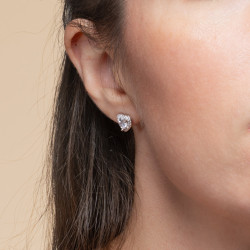 Boucles d'oreilles coeur zirconium blanc - Argent - Haute fantaisie - Design Français depuis 1954 