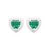 Boucles d'oreilles coeur zirconium vert - Argent - Haute fantaisie - Design Français depuis 1954 