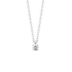 Collier solitaire zirconium - 4 MM - Argent Rhodié - Haute fantaisie - Design Français depuis 1954 