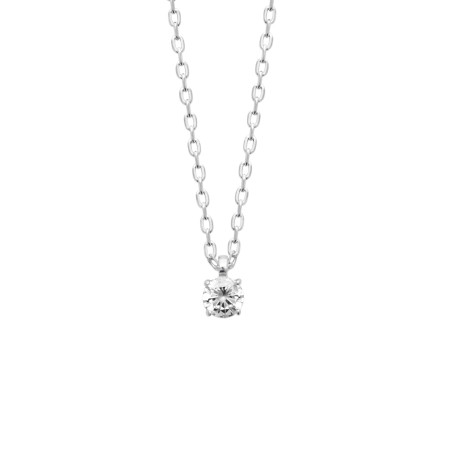 Collier solitaire zirconium - 4 MM - Argent Rhodié - Haute fantaisie - Design Français depuis 1954 