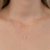 Collier solitaire zirconium - 4 MM - Argent Rhodié - Haute fantaisie - Design Français depuis 1954 